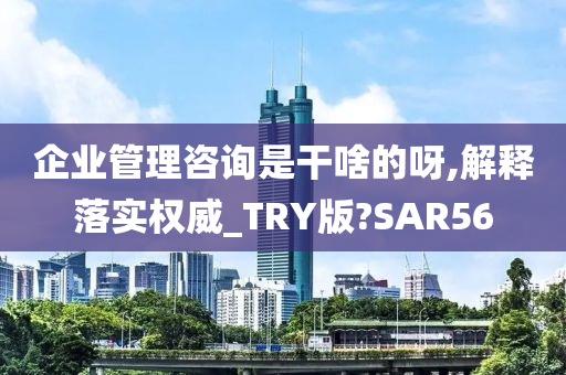 企业管理咨询是干啥的呀,解释落实权威_TRY版?SAR56