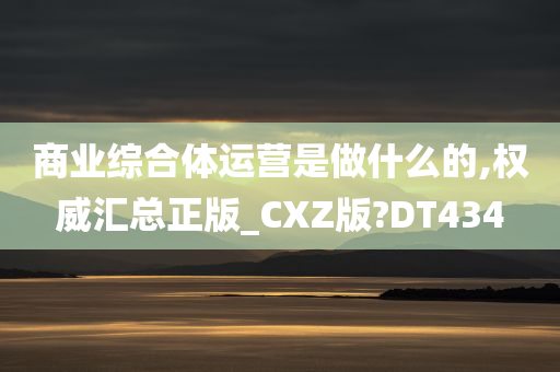 商业综合体运营是做什么的,权威汇总正版_CXZ版?DT434