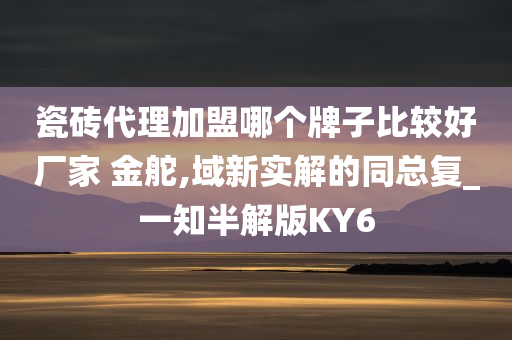 瓷砖代理加盟哪个牌子比较好厂家 金舵,域新实解的同总复_一知半解版KY6