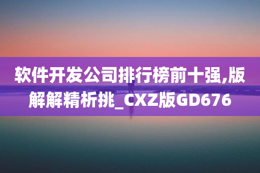 软件开发公司排行榜前十强,版解解精析挑_CXZ版GD676