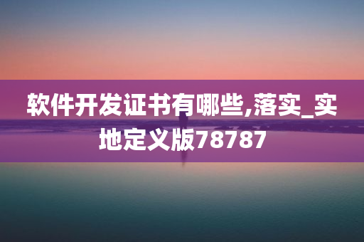 软件开发证书有哪些,落实_实地定义版78787