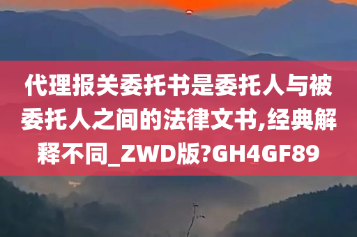 代理报关委托书是委托人与被委托人之间的法律文书,经典解释不同_ZWD版?GH4GF89