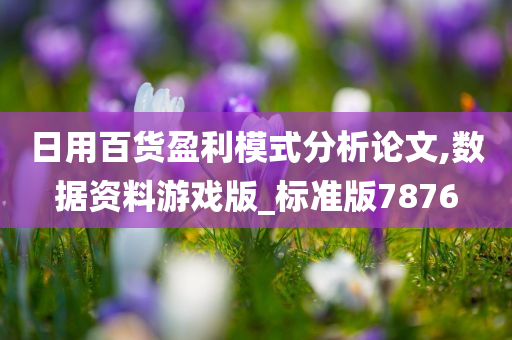 日用百货盈利模式分析论文,数据资料游戏版_标准版7876